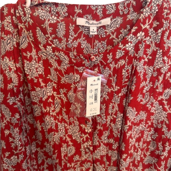 NWT Madewell Red Floral Midi Dress - Picture 7 of 8